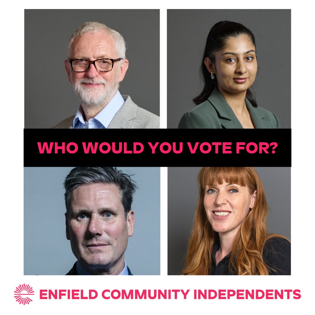 Khalid Sadur - Independent (@khalid4ewh) on Twitter photo At the local elections to come and at the next General Election, if these were the choices you had:
Who would you vote for?
<a href="/jeremycorbyn/">Jeremy Corbyn</a> and <a href="/zarahsultana/">Zarah Sultana MP</a> of a #NewLeftParty
or <a href="/Keir_Starmer/">Keir Starmer</a> and <a href="/AngelaRayner/">Angela Rayner</a> of <a href="/UKLabour/">The Labour Party</a> ?
"Change" or "Real Change" ? At the local elections to come and at the next General Election, if these were the choices you had:
Who would you vote for?
<a href="/jeremycorbyn/">Jeremy Corbyn</a> and <a href="/zarahsultana/">Zarah Sultana MP</a> of a #NewLeftParty
or <a href="/Keir_Starmer/">Keir Starmer</a> and <a href="/AngelaRayner/">Angela Rayner</a> of <a href="/UKLabour/">The Labour Party</a> ?
"Change" or "Real Change" ?
