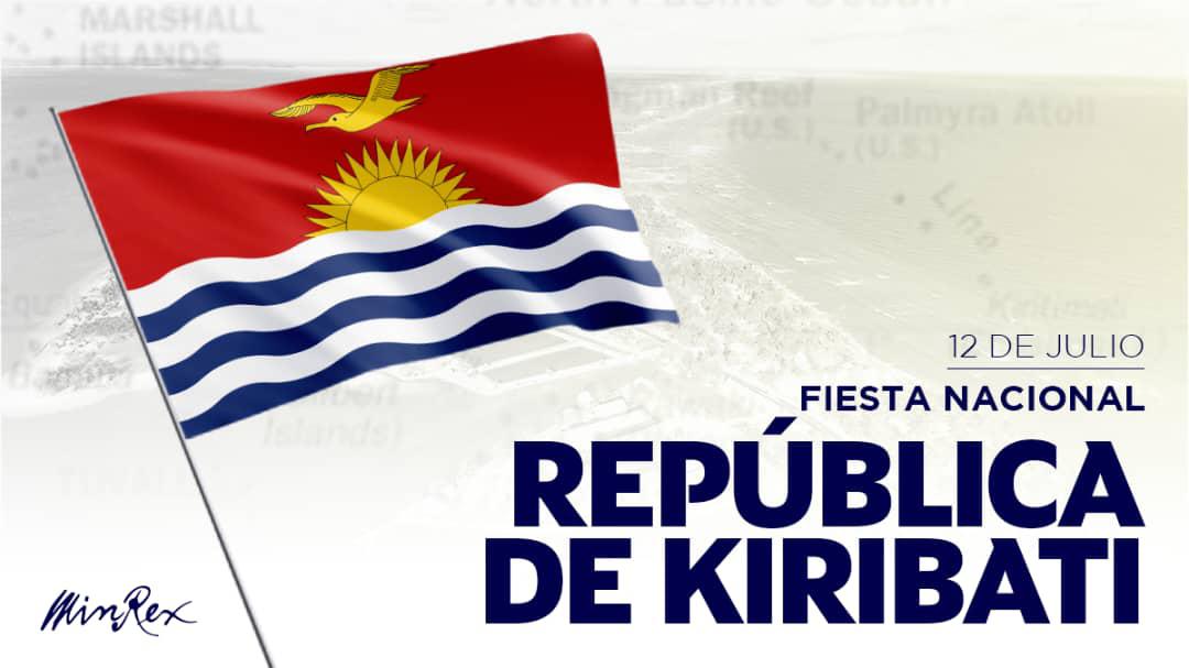 Director de Ceremonial de @CubaMINREX🇨🇺 (@orestes_pp) on Twitter photo #Cuba 🇨🇺 extiende sinceras felicitaciones al pueblo y gobierno de la República de #Kiribati 🇰🇮 en ocasión del 46 aniversario de su independencia.
<a href="/CubaMINREX/">Cancillería de Cuba</a> ratifica nuestra posición de continuar fortaleciendo los lazos de amistad y cooperación entre nuestros países. #Cuba 🇨🇺 extiende sinceras felicitaciones al pueblo y gobierno de la República de #Kiribati 🇰🇮 en ocasión del 46 aniversario de su independencia.
<a href="/CubaMINREX/">Cancillería de Cuba</a> ratifica nuestra posición de continuar fortaleciendo los lazos de amistad y cooperación entre nuestros países.