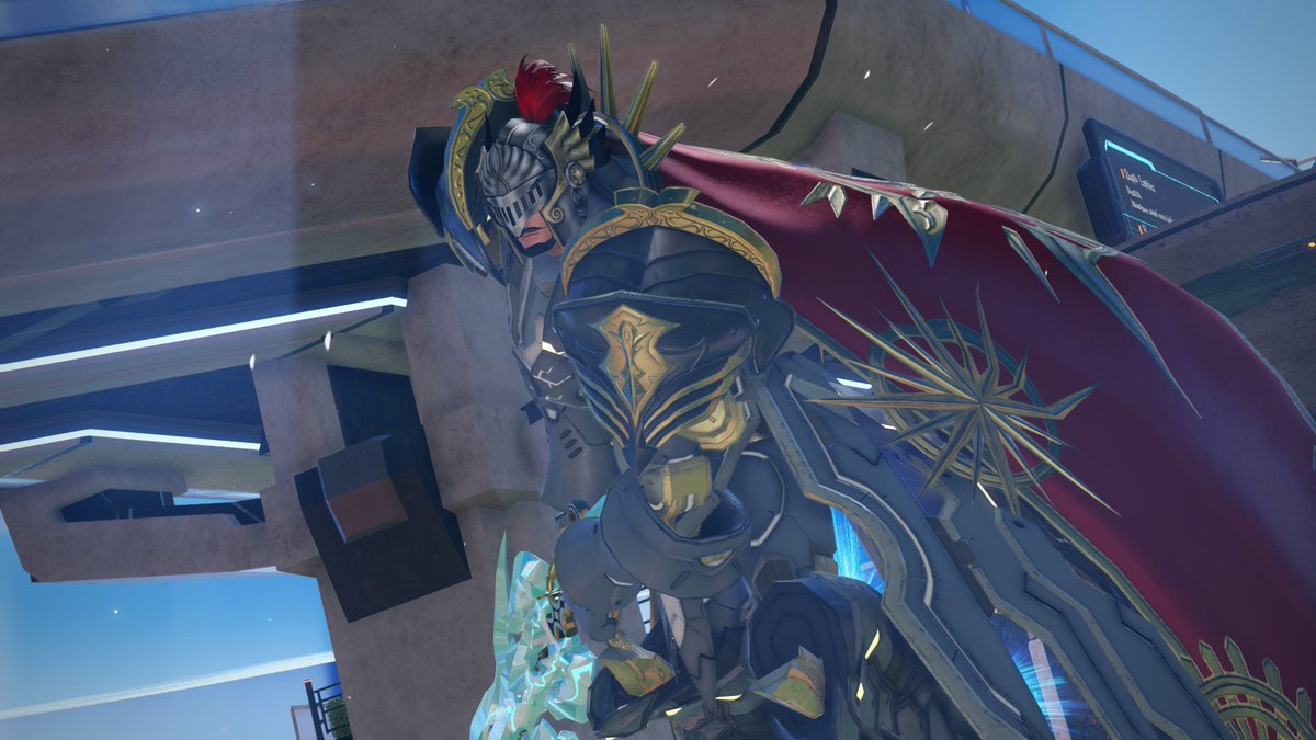 hanging out with my robot gang! the optional theme is "medieval fantasy" so i had to be a knight and i'm kinda proud with it haha (last pic taken by my friend) #PSO2NGS #PSO2NGS_SS #キャストはいいぞ