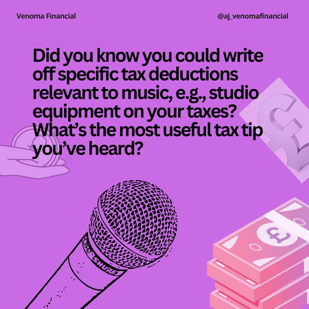 🎧 Did you know you can write off studio gear, music apps &amp; even streaming services as business expenses? 👀

What’s the best tax tip you’ve learned as a songwriter or producer?

Drop it 👇 — and subscribe to Notes &amp; Numbers for more. Link in bio.

#MusicTaxTips #ProducerLife
