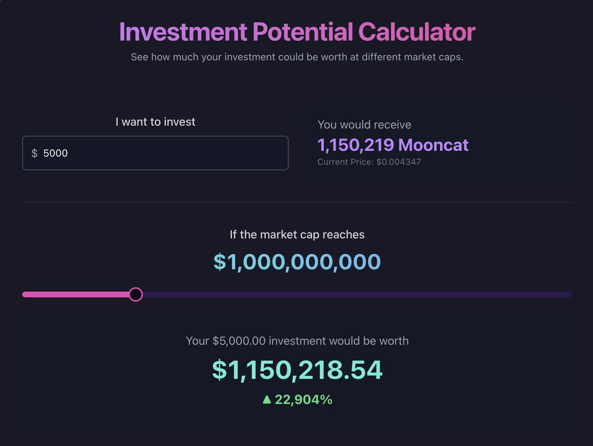 Curious how much your Mooncat will be worth when the cat moons? 🌙🐱
You can now check instantly on our website:
mooncatsol.com