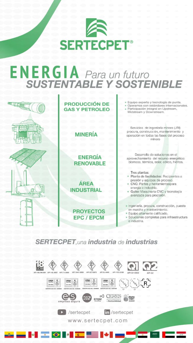 SERTECPET – Energía que transforma. En SERTECPET diseñamos e implementamos soluciones tecnológicas integrales para la industria energética a nivel global. Con los más altos estándares de calidad, seguridad y ambiente.