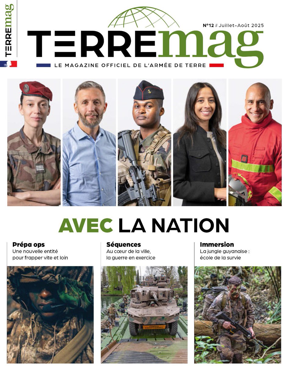 CEMAT_FR's tweet image. L’@armeedeterre avec la Nation, au coeur du nouveau numéro de Terre Magazine.
Le lien qui unit la France et son armée de Terre dépasse de loin le seul cadre de la défense.
Il s’incarne au quotidien dans les territoires, dans chaque échange de nos soldats avec les français.…