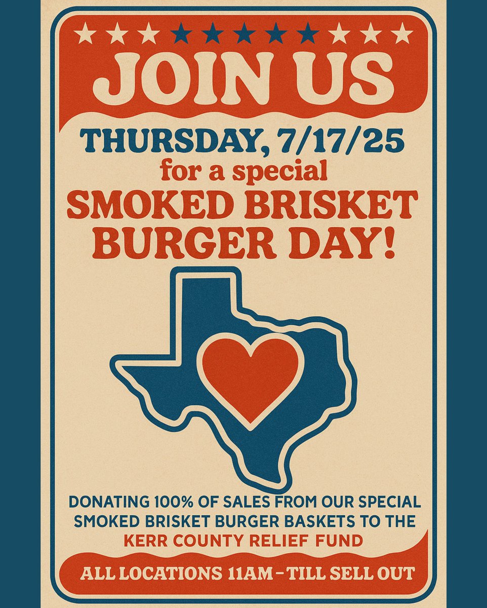 Good afternoon.
The environment we strive to create here at Stiles Switch BBQ, is one of community. In an effort to shine extended support &amp; love to our Central Texas neighbors, we invite you to join us next Thursday, July 17th. ❤️