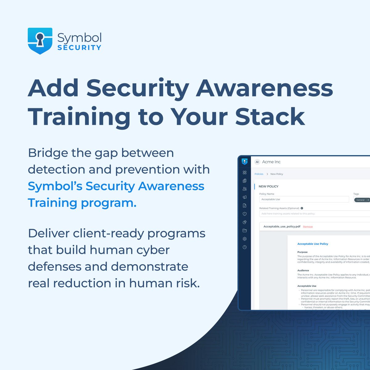 Symbol_Security's tweet image. Security tools can't stop a single click on a phishing link.
MSSPs: Add Symbol's Security Awareness Training to your stack—engaging modules and real simulations that strengthen security culture.
Try it now 👉 hubs.ly/Q03vSGRJ0
#CyberSecurity #SecurityAwareness #Phishing