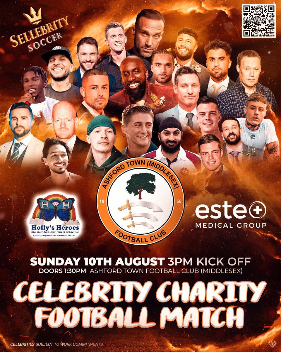 AshfordTownWFC's tweet image. Celebrity football at the RPS next month. All in support of our charity partner Holly’s Heroes 🦋
Grab your tickets now and help support a great cause 🧡🍊
eventbrite.com/e/celebrity-ch…