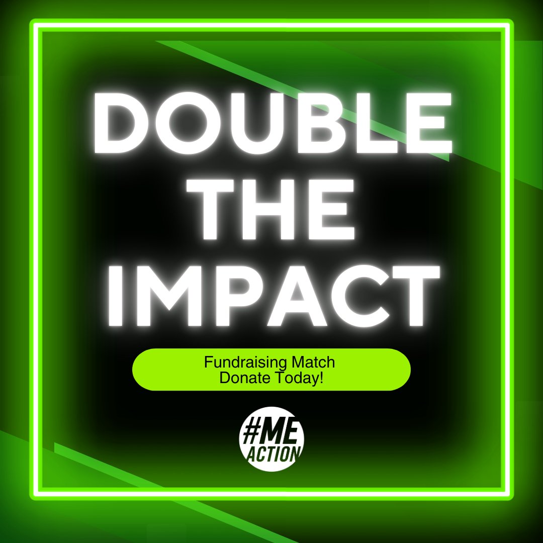 #MEAction has our $25K match opportunity available- Every gift will be doubled. meaction.net/donate

We know the road ahead will require a lot of work to ensure our community is supported. In order to do this, we need financial support.
 
Thank you! 

#MECFS #LongCovid #PwME
