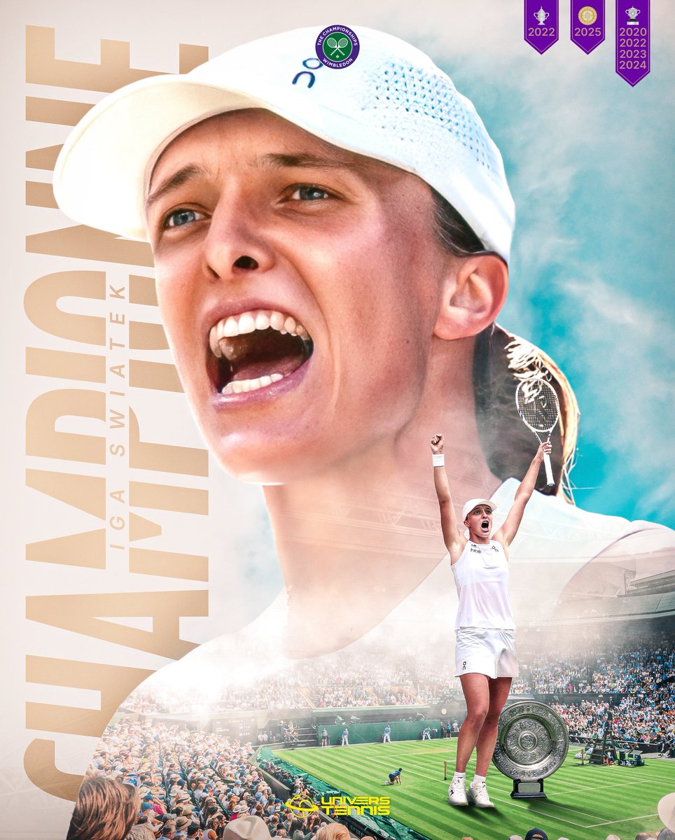 👑 SWIATEK REINE À #WIMBLEDON

Iga Swiatek ÉCRASE Amanda Anisimova en finale (6-0, 6-0) et décroche son sixième titre du Grand Chelem, le premier à Wimbledon. 🏆

6 SUR 6 : Elle devient la troisième joueuse à avoir remporté ses six premières finales en Grand Chelem (Ère Open). 🤯