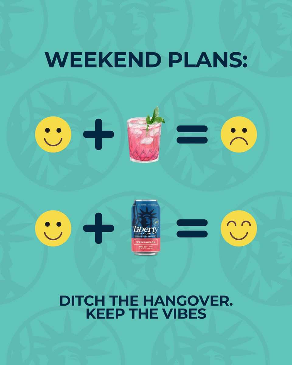 Weekend math made easy 🍉✨
Drinks that bring you down? No thanks.
Smiles + Liberty In a Can™ Watermelon = just the right kind of chill.

#DrinkLIC #WeekendVibes #SoberCurious #THCDrinks #Mocktail
