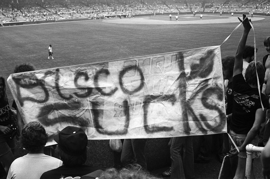 July 12, 1979: "Disco Demolition Night" at Comiskey Park: fans go wild destroying disco records and cause the White Sox to forfeit second game of a doubleheader to the Detroit Tigers.