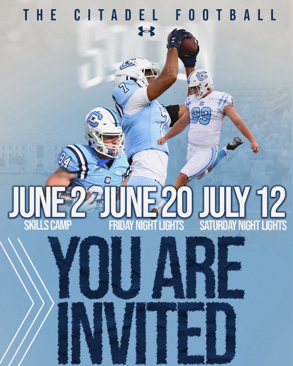 Jacob Lewis (@lewisj2026) on Twitter photo I will be <a href="/CitadelFootball/">The Citadel Football</a> camp today. I can’t wait to meet the coaching staff and show my abilities‼️
<a href="/CoachRAPinilla/">TweetMasterP</a> <a href="/CitadelFootball/">The Citadel Football</a> <a href="/MrCoachFrate/">Anthony Frate</a> <a href="/CoachPerdomo/">Chris Perdomo</a> I will be <a href="/CitadelFootball/">The Citadel Football</a> camp today. I can’t wait to meet the coaching staff and show my abilities‼️
<a href="/CoachRAPinilla/">TweetMasterP</a> <a href="/CitadelFootball/">The Citadel Football</a> <a href="/MrCoachFrate/">Anthony Frate</a> <a href="/CoachPerdomo/">Chris Perdomo</a>