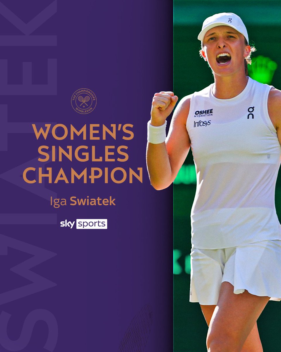 SkySportsTennis's tweet image. Iga Swiatek wins Wimbledon for the first time 🏆