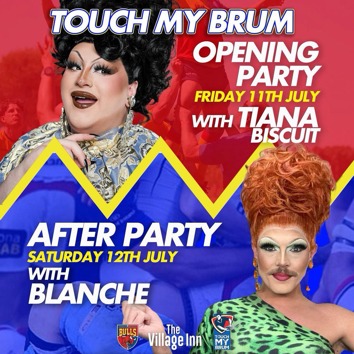 VillageBrum's tweet image. PUT SOME RUGBY INTO YOUR SATURDAY 🏉
Who’s ready for some burly rugby action, Brum edit with the official closing party of Touch My Brum with Birmingham Bulls RFC!
Blanche will be here LIVE at midnight with pop and camp in the Main Room and RnB in the Underground!
⏰6AM BAR