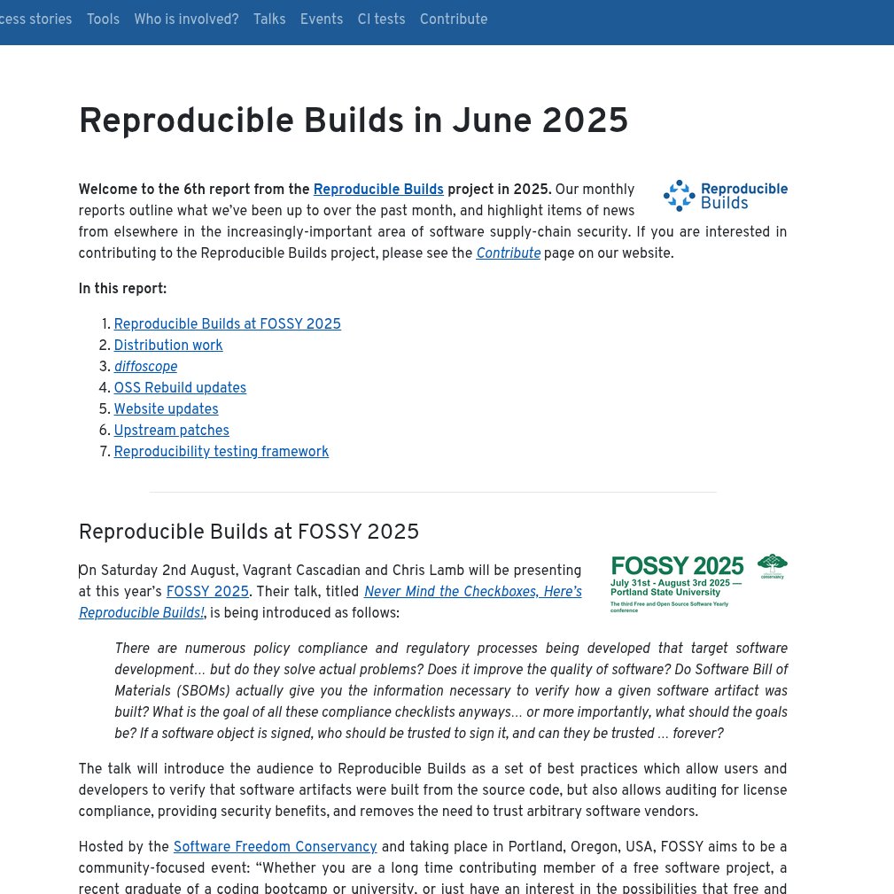 ReproBuilds's tweet image. Hey folks, here&apos;s what happened in the @ReproBuilds effort in the past month!  reproducible-builds.org/reports/2025-0…