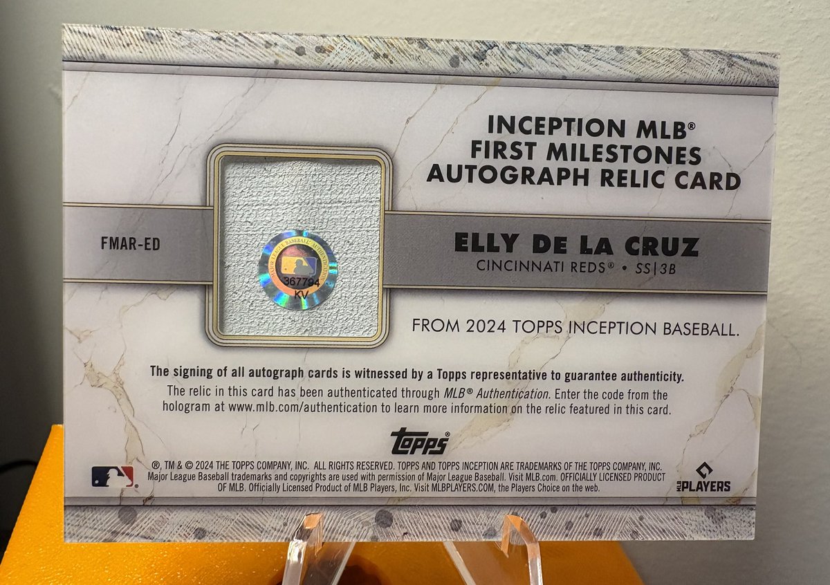 lbfight's tweet image. 2024 Topps Inception Elly de la Cruz First Milestones Base relic on card auto 9/10. $4,300 OBO. No comps on this but a /25 sold for $2,750 and /44 for $1,500. #Reds #Atobttr @Reds @ellylacocoa18 Unfortunately need to sell due to unforeseen upcoming medical bills.