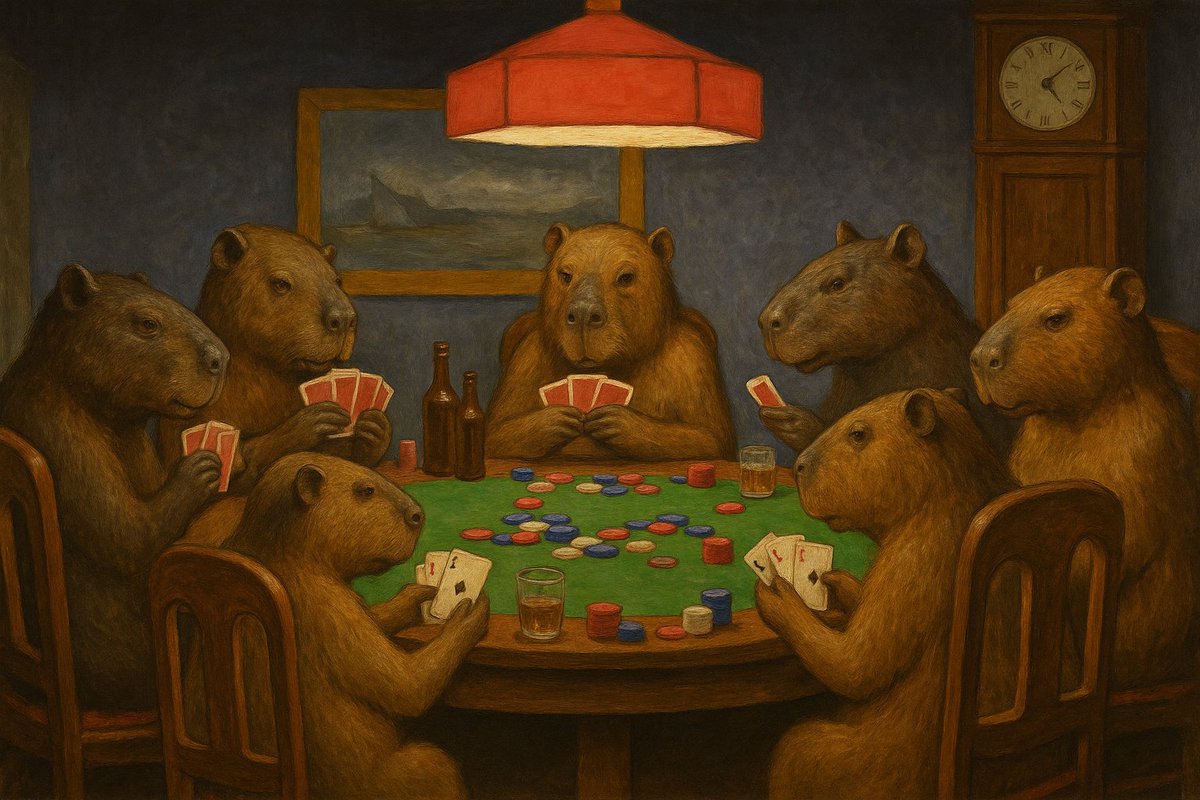 quierodatos's tweet image. Entonces baj茅 al s贸tano y me encontr茅 a unos chiguires jugando poker..
Pero no le di importancia..