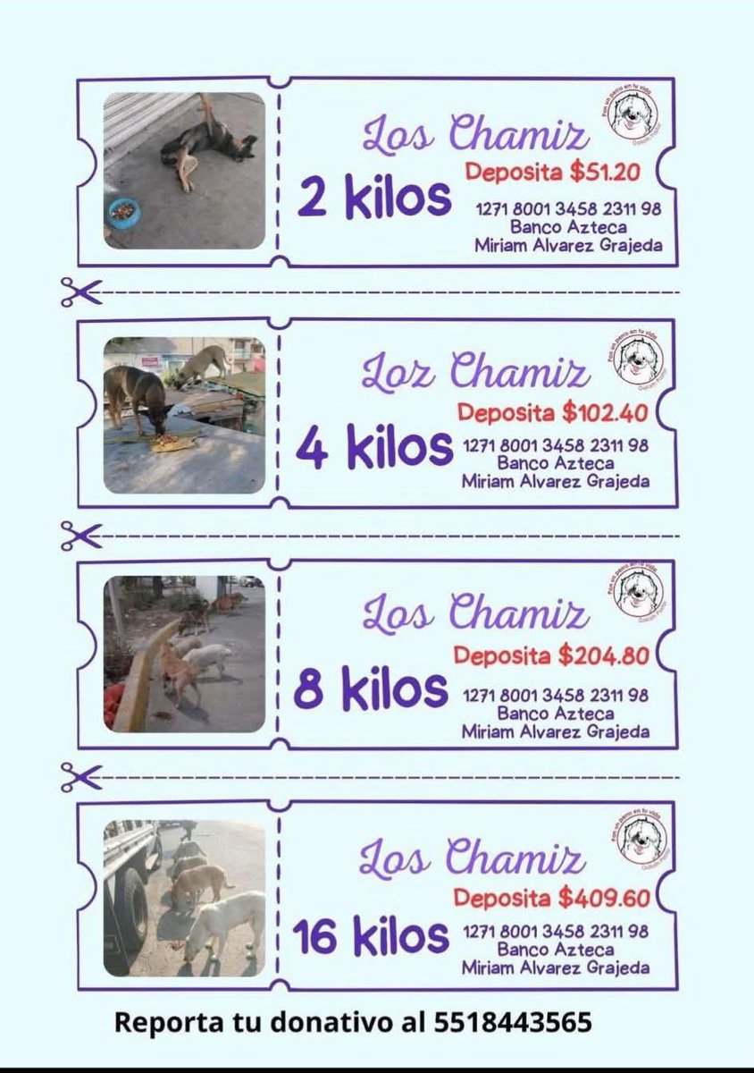 Hoy es momento de ayudar a #LosChamiz.
Nos faltan $1870.00

Tarjeta 4027 6658 3535 8921
Cuenta 9563 1345 8231 98
Clabe 1271 8001 3458 2311 98
Banco Azteca
Miriam Álvarez Grajeda