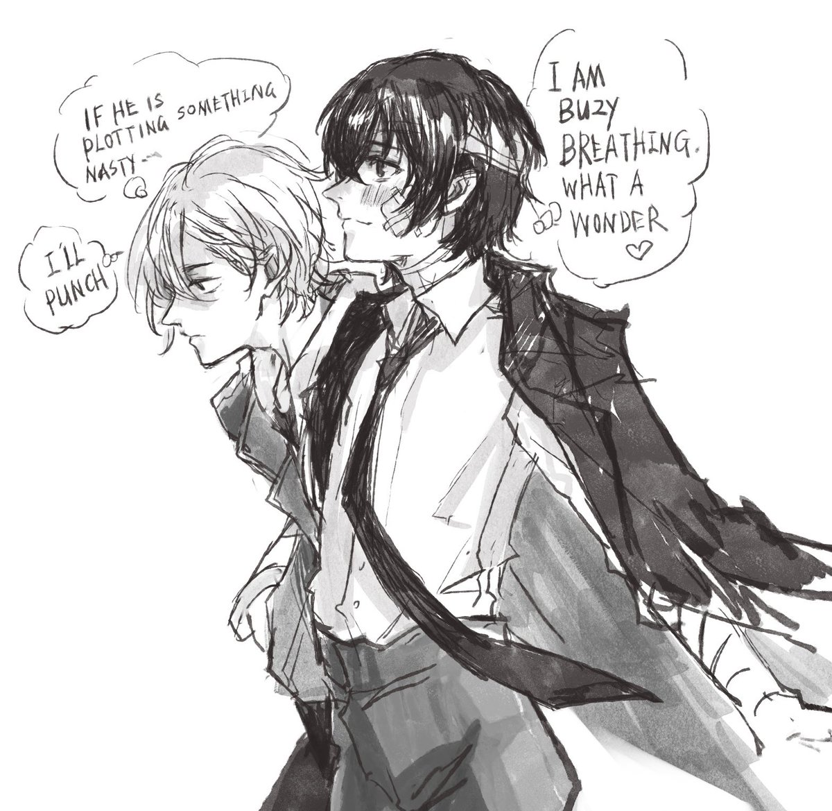 Cly0312's tweet image. Dazai X Chuya 15 years old
#DaChuu #太中