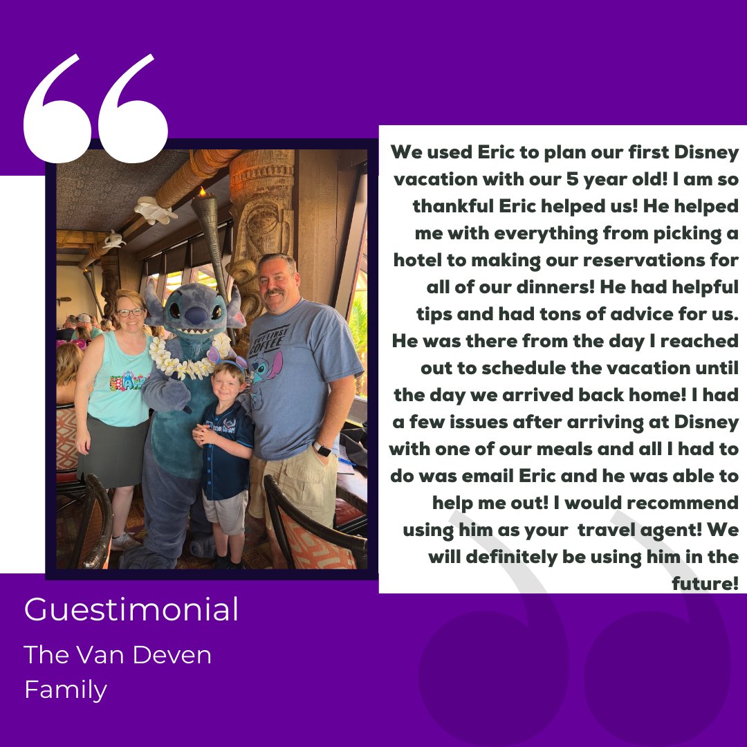 Today's #guestimonial comes from Eric's clients, the Van Deven Family!