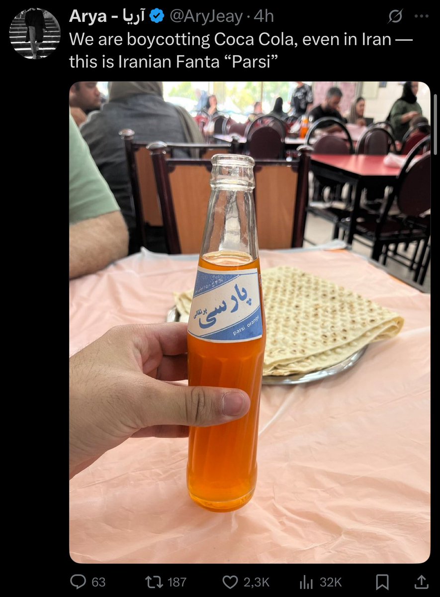 SasanRebels's tweet image. “Sir the Israelis keep blowing us up and we still don’t control our airspace”
Ayatollahs: Talk about our Fanta