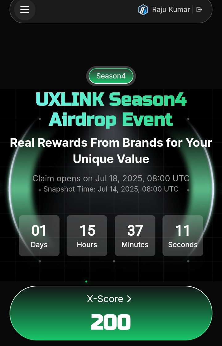 Only 1 days left don't miss buddy..
$UXLINK airdrop S4 AI Growth Agent Task is live now &gt;&gt; dapp.uxlink.io/season4?invite…

<a href="/UXLINKofficial/">UXLINK</a>