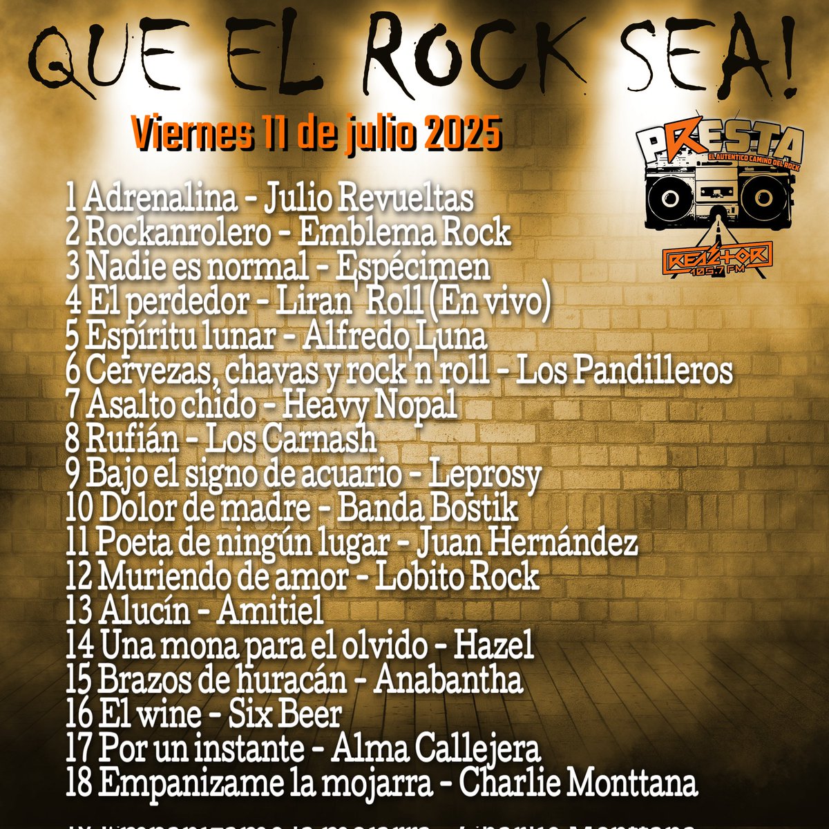 ¡Presta! (@prestareactor) on Twitter photo A continuación les dejamos la lista de rolas que sonaron ayer. #queelrocksea <a href="/RockJinete/">Jinete Rock</a> <a href="/elomar_ze/">Omar Salazar</a> <a href="/PacoMemoRock/">Paco Memo Rock</a> A continuación les dejamos la lista de rolas que sonaron ayer. #queelrocksea <a href="/RockJinete/">Jinete Rock</a> <a href="/elomar_ze/">Omar Salazar</a> <a href="/PacoMemoRock/">Paco Memo Rock</a>