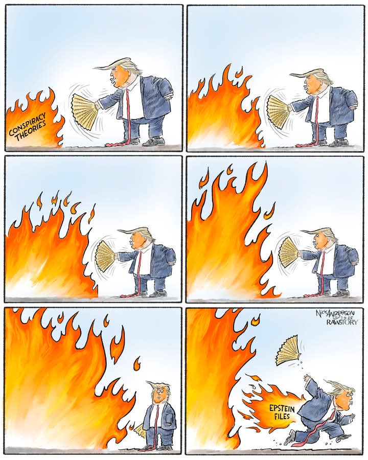 Fanning the flames 

Cartoon by Nick Anderson Editorial Cartoons II for Raw Story 

#Politicalcartoon #USPolitics #Politics #Trump #Funny #Conspiracy #Epstein