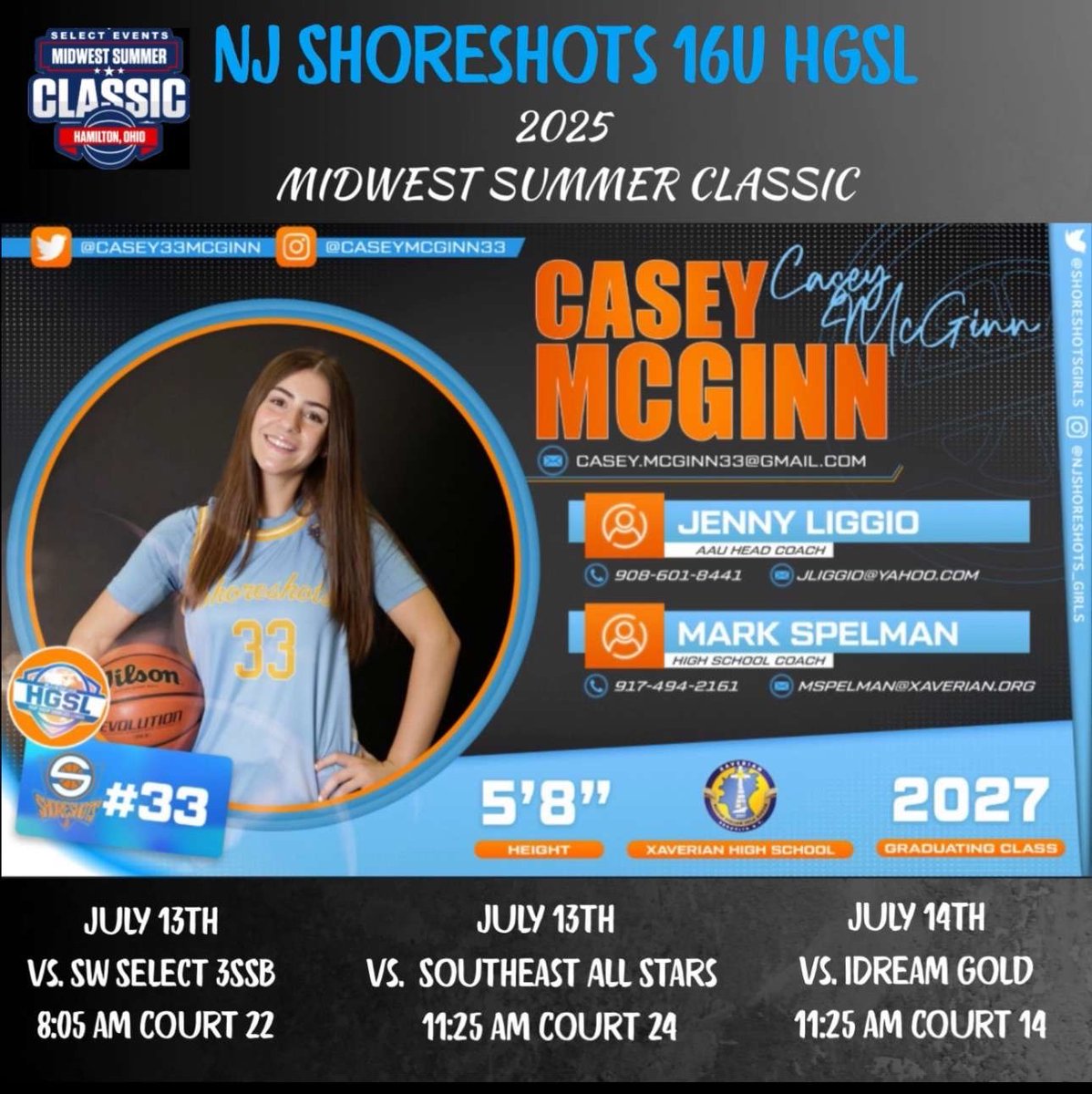 Here is my schedule for The Midwest Summer Classic! Can't wait to compete with my team! <a href="/ShoreshotsGirls/">Shoreshots Girls - Select 40</a> @NJShoreshots27 <a href="/TinyGreenNBS/">Coach Tiny Green</a> <a href="/ElwellAcademy/">The Elwell Academy</a> <a href="/Allie33McGinn/">Allie McGinn</a> <a href="/JennyLiggio/">Jenny Liggio</a> <a href="/traceysabino13/">Tracey Sabino</a>