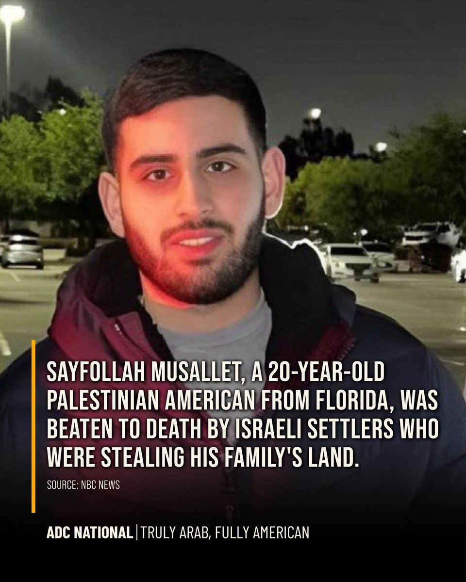 Israeli settlers lynched 20-year-old Palestinian American Sayfollah Musallet, while U.S. officials stayed silent.

Sayfollah was born and raised in Florida. He was visiting family for the summer in the West Bank when settlers beat him to death while he protested illegal land