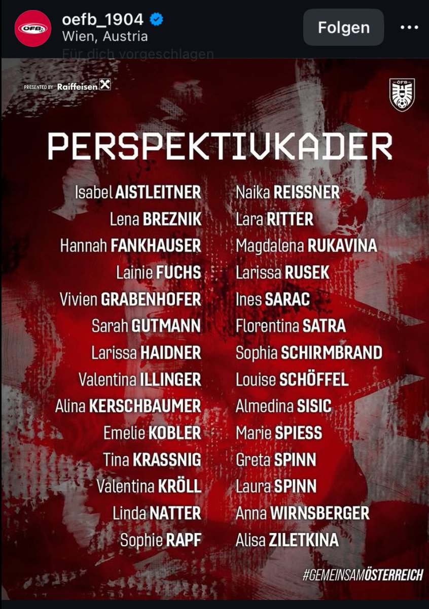 NAIKA 🔥🔥🔥🇦🇹

Österreich scheint langsam zu ahnen, was Union schon weiß.

Den Perspektivlehrgang  gibt es dort das erste Mal und ist wie ein längeres Sichtungstraining.