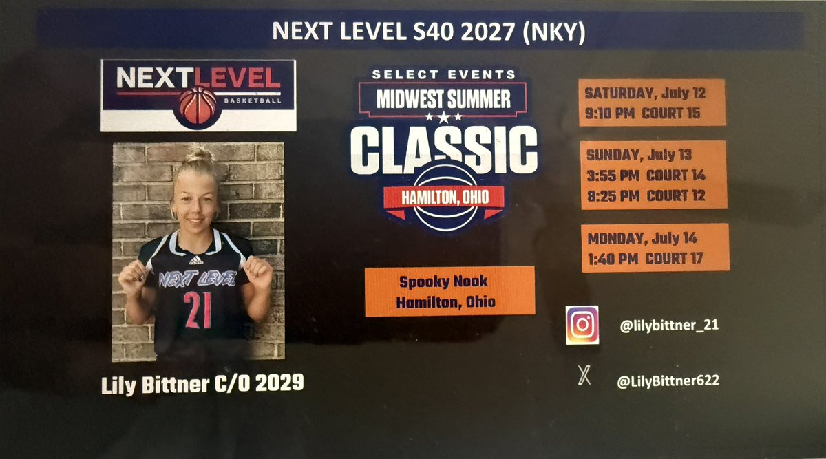 Lily Bittner (@lilybittner622) on Twitter photo Come out and watch us play at the Midwest Summer Classic! <a href="/alyxwhite_/">Alyx White</a> <a href="/riseupsports1/">Rise Up Sports Media</a> <a href="/PGHKentucky/">Prep Girls Hoops Kentucky</a> <a href="/pgh_lisa/">PrepGirlsHoopsLisa</a> <a href="/PGHAkeem/">Akeem Webb</a> <a href="/LadyCamelsBball/">.</a> <a href="/teamhoopsdotcom/">Gary Darby</a> Come out and watch us play at the Midwest Summer Classic! <a href="/alyxwhite_/">Alyx White</a> <a href="/riseupsports1/">Rise Up Sports Media</a> <a href="/PGHKentucky/">Prep Girls Hoops Kentucky</a> <a href="/pgh_lisa/">PrepGirlsHoopsLisa</a> <a href="/PGHAkeem/">Akeem Webb</a> <a href="/LadyCamelsBball/">.</a> <a href="/teamhoopsdotcom/">Gary Darby</a>