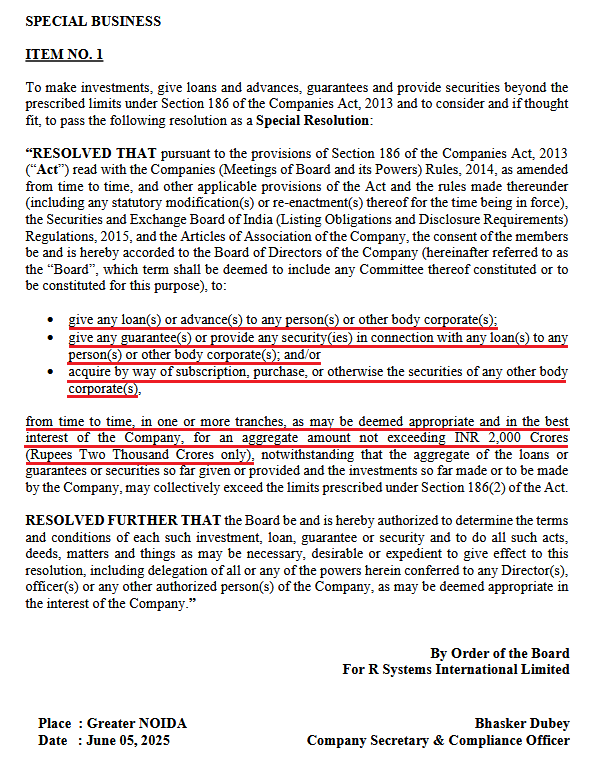 regulation30's tweet photo. R Systems took shareholder approval for 2000cr loans/advances/guarantees/securities at its AGM recently. Immediately after, it held a BM for fundraising and approved issuance of 275cr NCDs. And simultaneously it got a rating upgrade from A+ to AA-.

What gives? 

(1/5) https://t.co/4wye9fAAeL