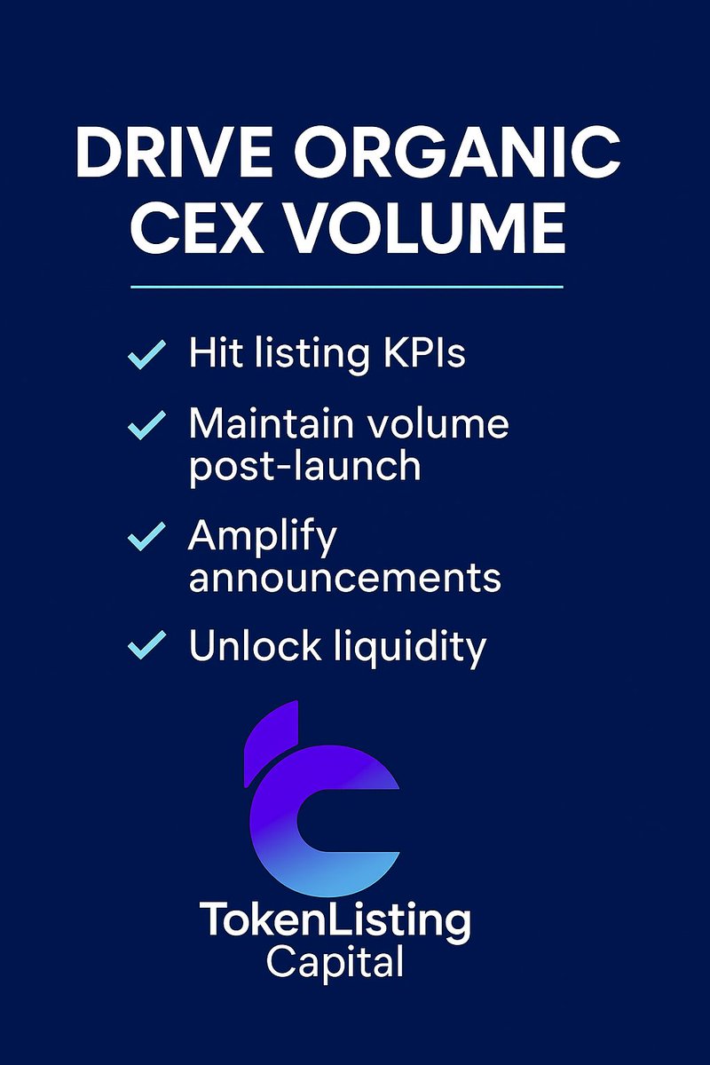 🚀 Looking to hit volume KPIs or avoid delistings?

At TokenListing, we help projects boost organic CEX volume through targeted trading competitions — perfect for:
🔹 New listings or pair launches
🔹 Sustaining strong exchange volume
🔹 Amplifying major announcements