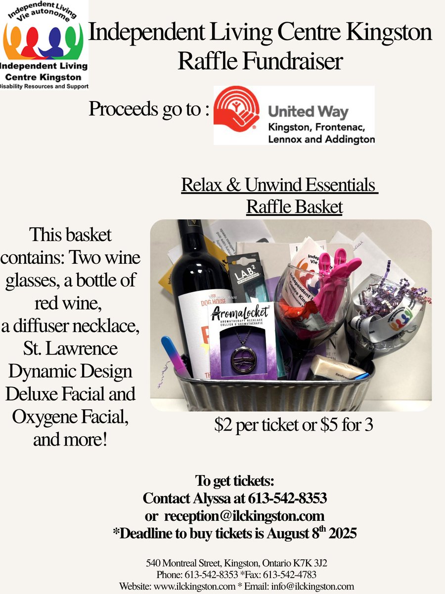 Get your tickets now for a chance to win this Relax &amp;  Unwind Essentials gift basket.  In support of the United Way.