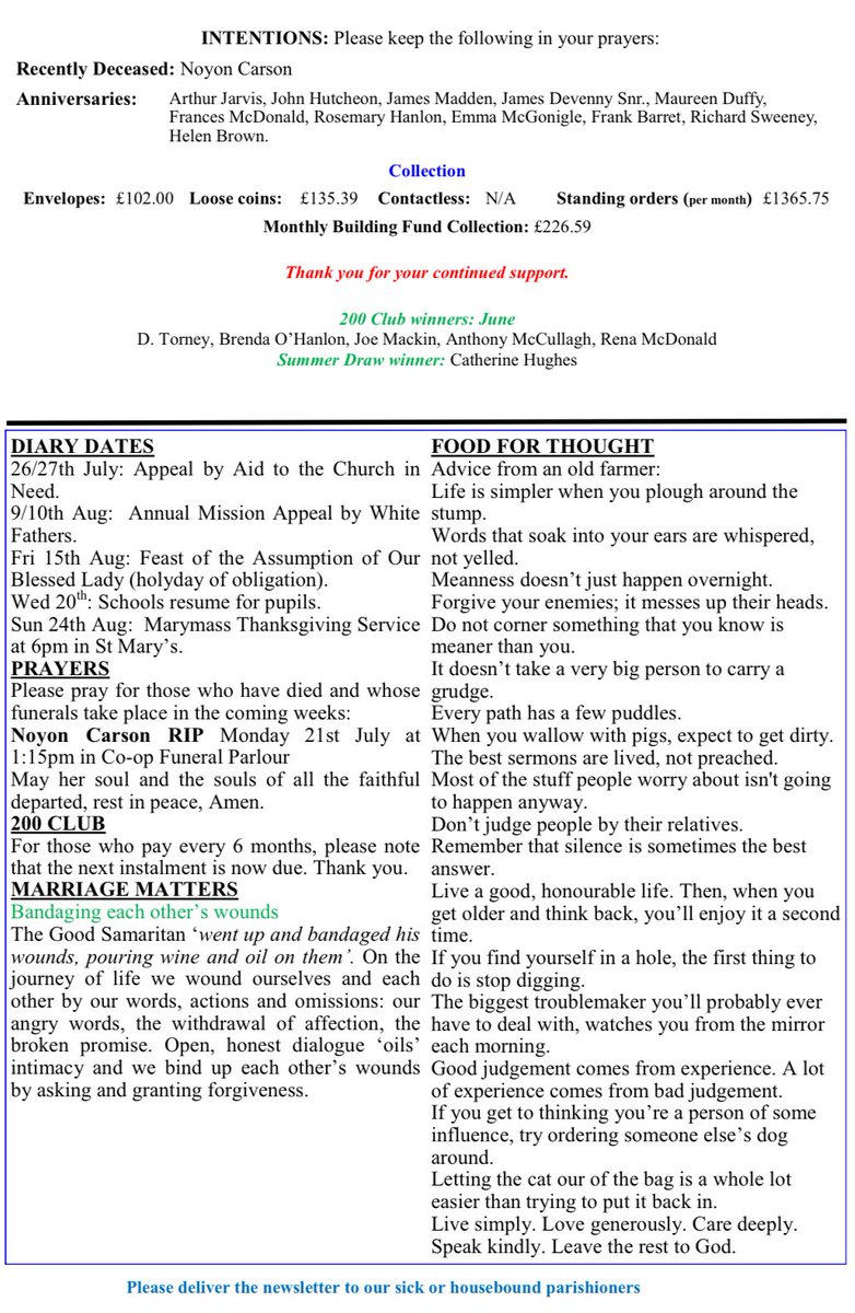 Our weekend bulletins for the 15th Sunday in ordinary time.