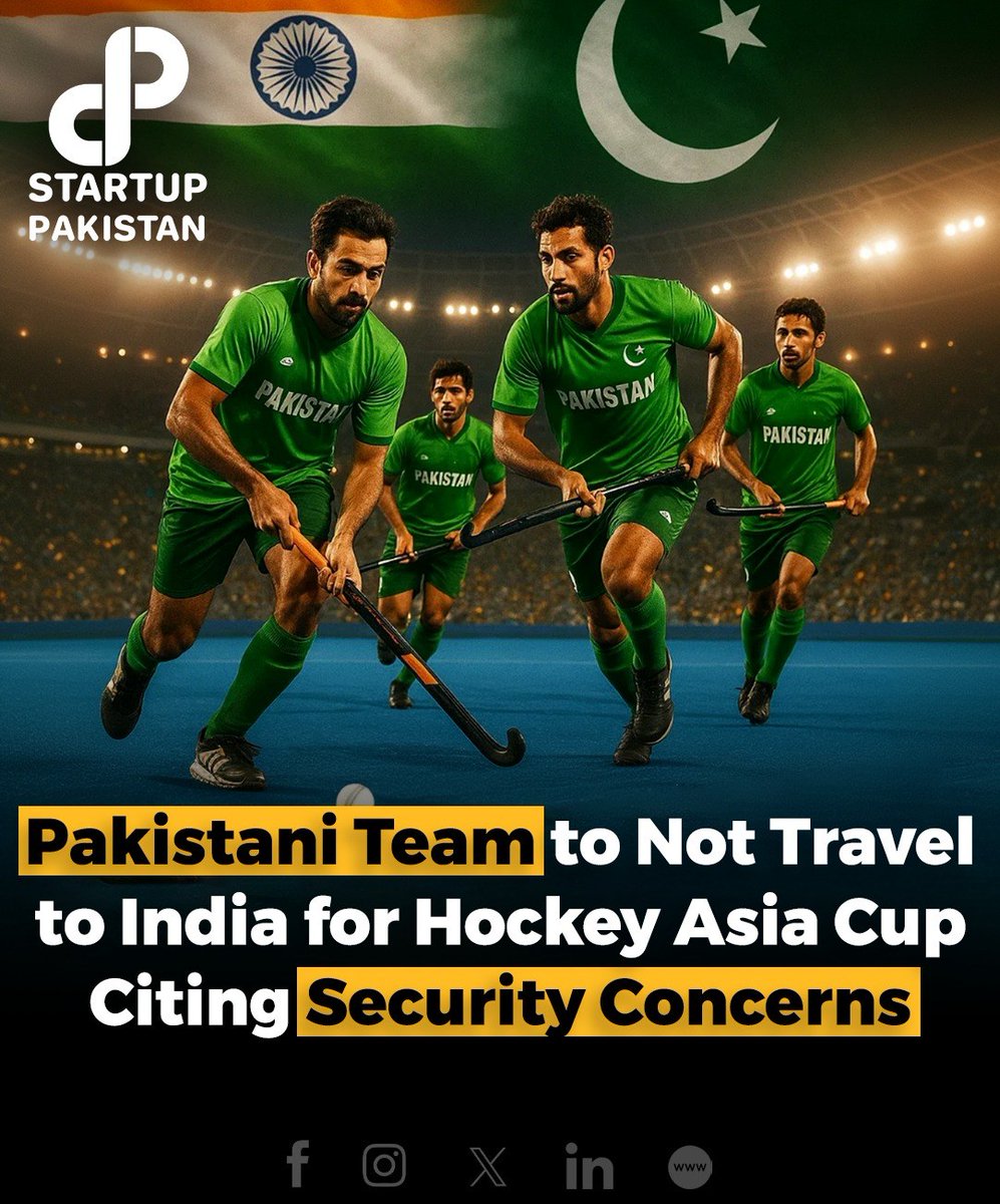 PakStartup's tweet image. Pakistan has withdrawn from upcoming hockey tournaments in India, citing security concerns after a deadly four-day conflict in May. 

#PakistanIndia #HockeyAsiaCup #SecurityConcerns