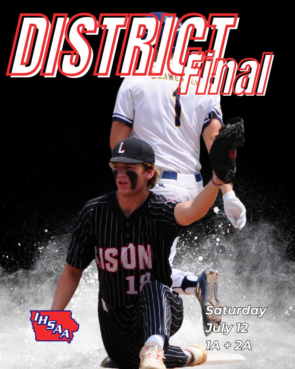 A few more substate first round (4A, 3A) games to get in, plus district finals (2A, 1A) on the packed #iahsbb schedule today! 
⚾️gobound.com/ia/ihsaa/baseb…
🎟️iahsaa.org/tickets
📺iahsaa.org/watch/