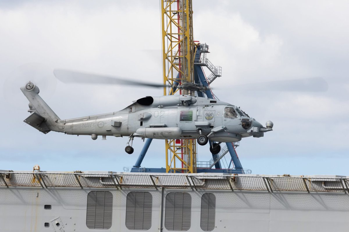 On Friday, <a href="/Australian_Navy/">Royal Australian Navy</a> (RAN) Sikorsky MH-60R Seahawk N48-002 PSDN02 passed thru #Rockhampton Airport headed to #Townsville.

It was later photographed landing on RAN Ship HMAS Canberra III which is at the Townsville Port making final preparations for Exercise Talisman Sabre.