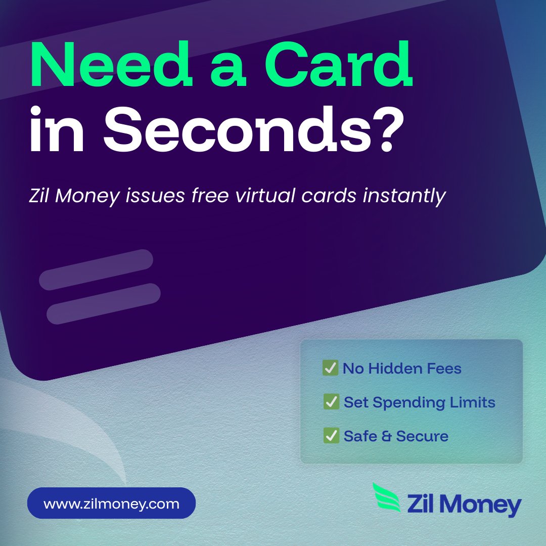 ZilMoney's tweet image. Looking to simplify your business spending? With Zil Money, you can instantly issue a free virtual card, set spending limits, no hidden fees, and no delays 
 
Learn more: zilmoney.com/virtual-card/ 
 
Click here for interactive demo: zilmoney.storylane.io/share/flpifnzk… 
 
#FreevirtualCard…