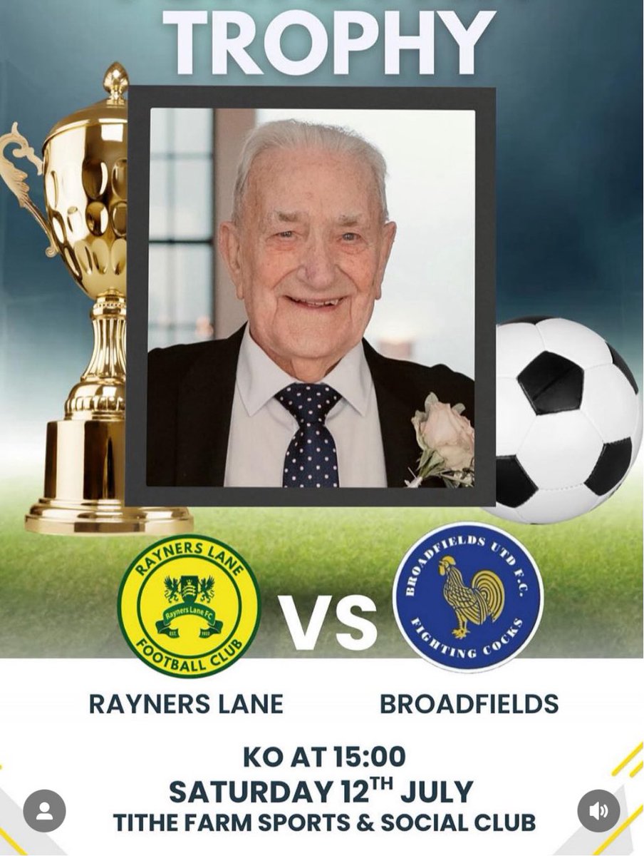 THERussellGrant's tweet image. Today’s Memorial Trophy is for one of the nicest men in football and in Middlesex #nonleague
I knew Tom Lynn from the 60s and his place @RaynersLaneFC is legendary. Sadly we lost him last year: today’s game between the two Middlesex Cup winners is in his memory. @BroadfieldsUtd