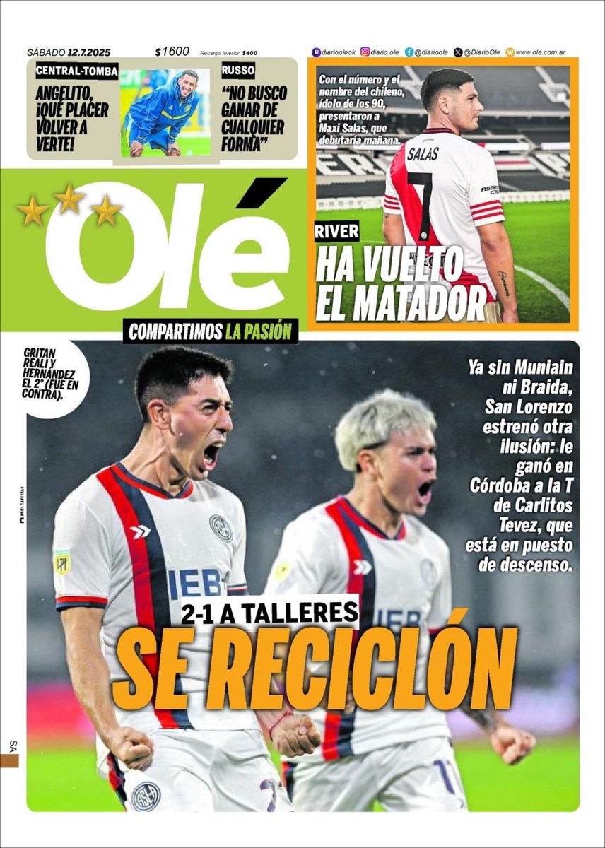 SanLorenzoEng's tweet image. I love wins like last night. Club in a mess, backs to the wall, but a big away performance and a late winner. Lovely adrenaline rush at 2am.
Tonga and Chucky on the back pages today 💙❤️