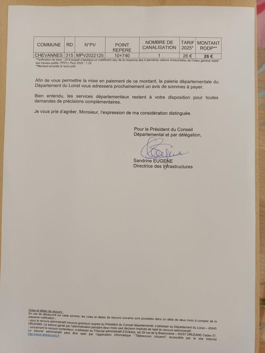 Une taxe en + incroyable, mais pourtant vrai. Taxe sur les traversées de routes départementales par des tuyaux enterrés d'irrigation fait il y a 30 ans sans couper la route mais par forçage. 😡 On ne dit pas merci <a href="/leloiret/">Le Loiret</a> taxer ceux qui travaille encore et encore 👏👏