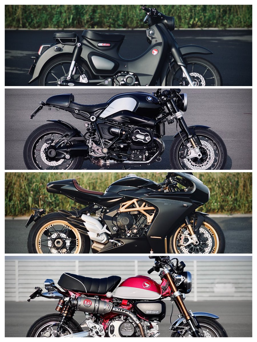BK_Canopus's tweet photo. 現状バイクは丸目4台になりました。
改めてよろしくお願い致します！🙇

◼︎ C 125
◼︎ Monkey 125
◼︎ R nine T
◼︎ SUPERVELOCE 800S

#バイク好きと繋がりたい
#バイク乗りと繋がりたい https://t.co/wozHbyosFC