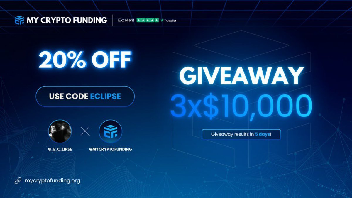 🚨3 X 10,000$ Giveaway from <a href="/MyCryptoFunding/">My Crypto Funding</a>🚨

-Rules to Enter👇

1⃣Follow <a href="/_E_c_lipse/">Eclipse Lab🧪</a> <a href="/MyCryptoFunding/">My Crypto Funding</a>
2⃣Like♥️Retweet🔁
3⃣Engage with Quoted Tweet🚀
4⃣MUST vote for MCF in this thetrustedprop.com/prop-firm-awar…
Vote and share a screenshot in the comments!
5⃣Tag 3 Traders &amp; Mention your