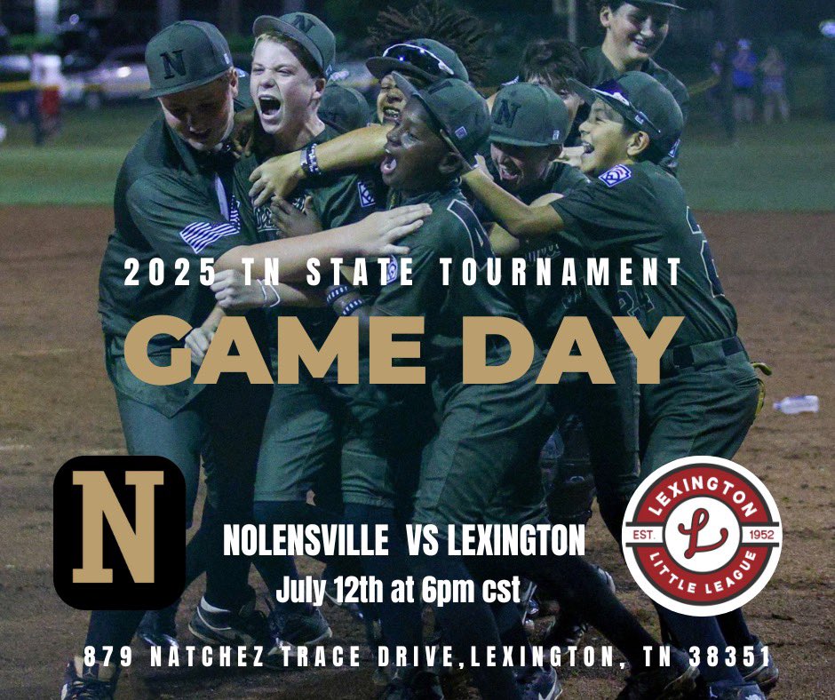 NolensvilleLLB's tweet image. ⭐️GAME DAY⭐️
2025 12U TN State Tournament