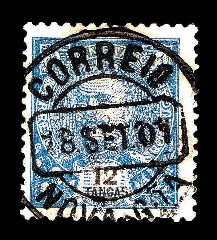 A 1900, King Carlos I stamp of denomination 10 Tanga, a unit of the Portuguese Indian currency in those days. Beautiful postmark of Nova (New) Goa, dated 18–Sep-1901. Catalogue: Sg: PT-IN 291. 

I love postmarks like these!