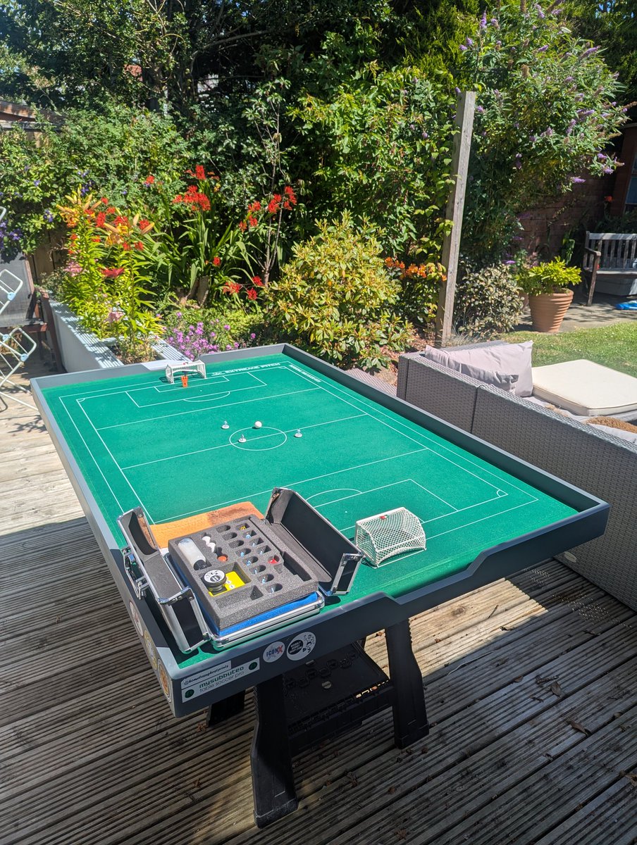 subbuteo_paints's tweet image. π Hottest day of the year in Scotland? Perfect excuse to take the #Subbuteo pitch out into the garden!
Sunβs out, squads are ready, and the green felt is looking glorious in the light. βοΈπ
#TableFootball #RetroFootball #ScottishSummer