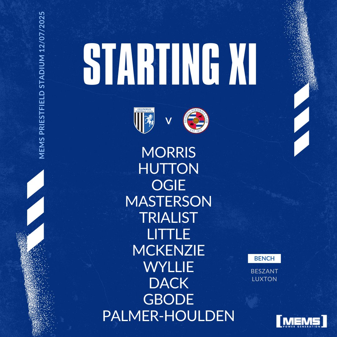 Your #Gills starting XI for today's game against Reading. 🔵🔵