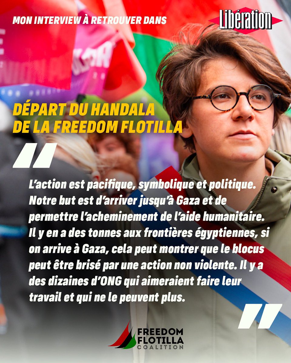 🇵🇸Départ du Handala de la @gazafreedomflotilla : retrouvez mon entretien dans Libération ⤵️

liberation.fr/politique/gabr…

#FreePalestine #freedomflotilla