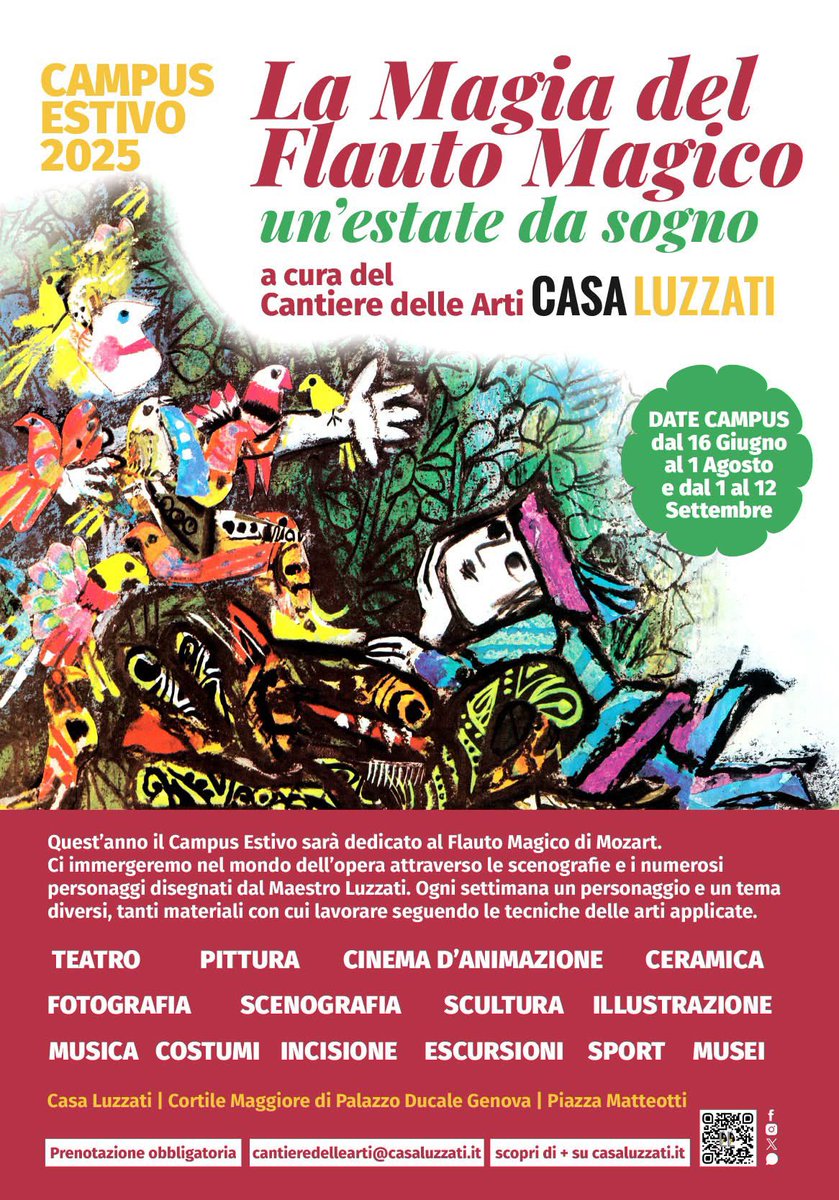 Continua il nostro Campus estivo dedicato al Flauto Magico, ecco il
Programma e tutte le info  casaluzzati.it/lab.php
